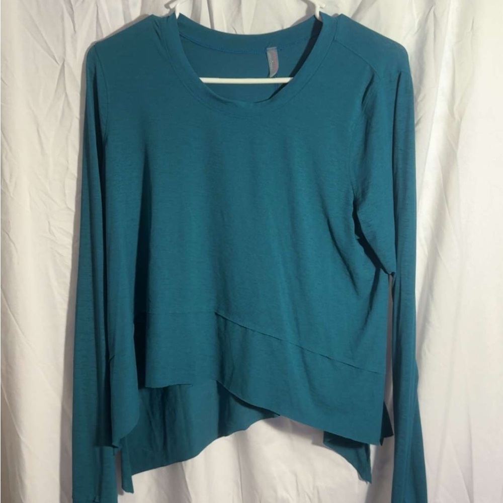 Teal Asymmetrical Long Sleeve Top